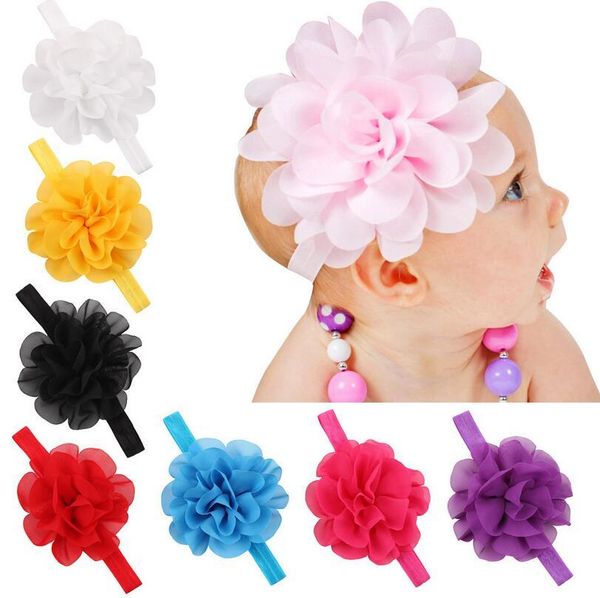

chiffon flower baby elastic headband baby hairband mix order hair jewelry, Silver