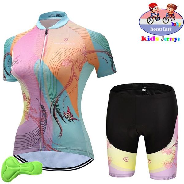 

racing sets kids cycling jersey set children breathable biking shirts short sleeve 3d gel pad shorts girl bicycle clothing suit bike uniform, Black;blue