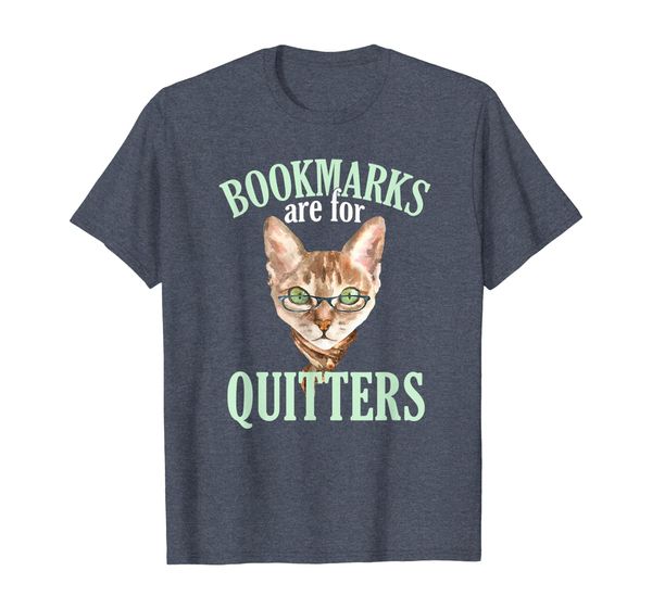 

bookmarks are for quitters t-shirt for reading cat lovers, White;black