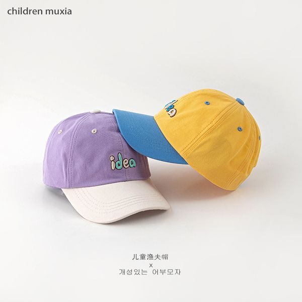 

boys' girls' letters sunscreen sun versatile baby sunshade duck tongue children's color blocking baseball hat spring summer, Blue;gray