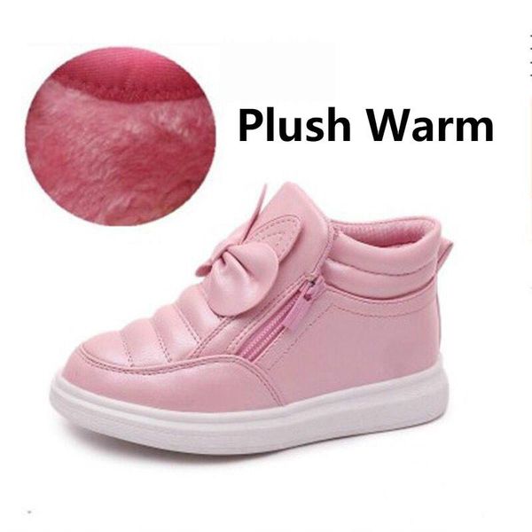 

girls short boots autumn/winter leather children ankle bow fashion princess snow kids shoes casual flats plush, Black;grey