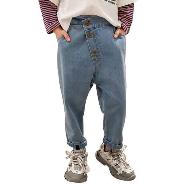 

jeans girl solid color kids mid wiat children's for boys casual style clothes, Blue