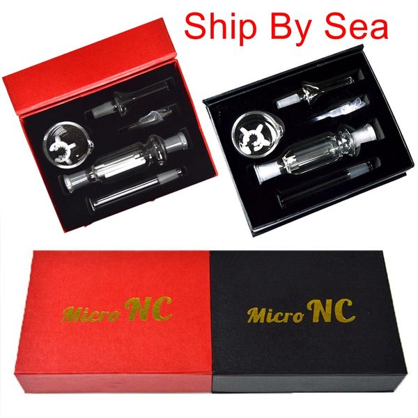 Mini Small Nector Collector Kit Micro NC Kits Wasserpfeifen 10 mm Gelenk mit Titannagel Glasspitze Dabber Reclaim Straw Box Schiff auf dem Seeweg