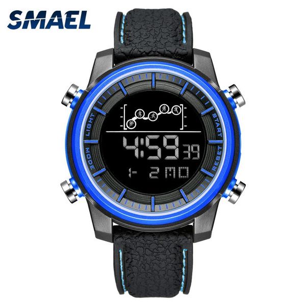 

wristwatches relojes hombre watch men luxury led digital military men's wristwatch waterproof chronograph sport watches for leather clo, Slivery;brown