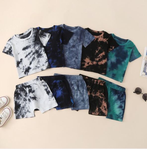 Baby Designer Kleidung Kinder Kleidung Sets Tie Dye Baumwolle Top Shorts Hosen Anzüge Sommer Kurzarm Oansatz T-shirt Kleinkind Freizeit tragen 2 stücke wmq1101