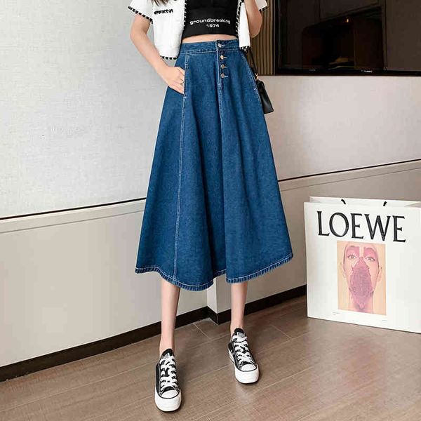 

skirt spring and summer denim high waist skirt, retro style, leisure, Black