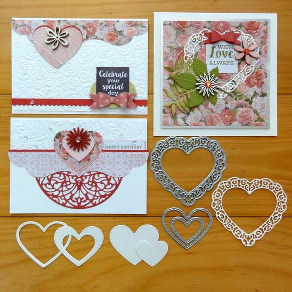 

lace heart craft die metal stencil embossing cutting dies stamps diy scrapbooking po frame invitation cards decor painting supplies
