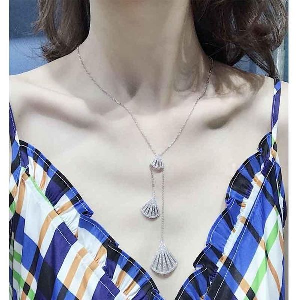 

women necklace for trendy jewelry fan necklaces tassels 3-layer tassel pendant evening dress girls, Silver