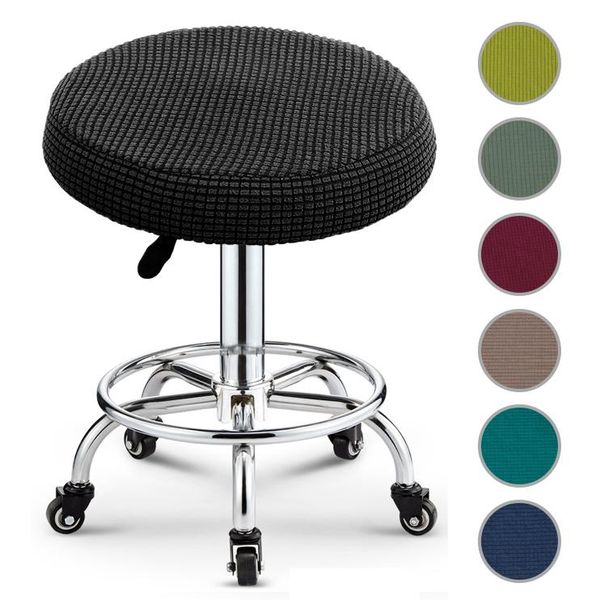 

pieces polar fleece fabric round chair cover elastic bar seat case washable removable stretch covers