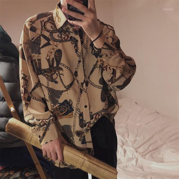 

summer korea harajuku street punk ruffian boy elegant shirt gothic decadent vintage stripe loose handsome shirts for men men's casual, White;black