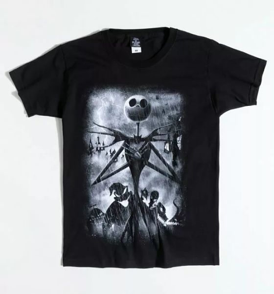 

official black stormy skies nightmare before christmas t-shirt, White;black