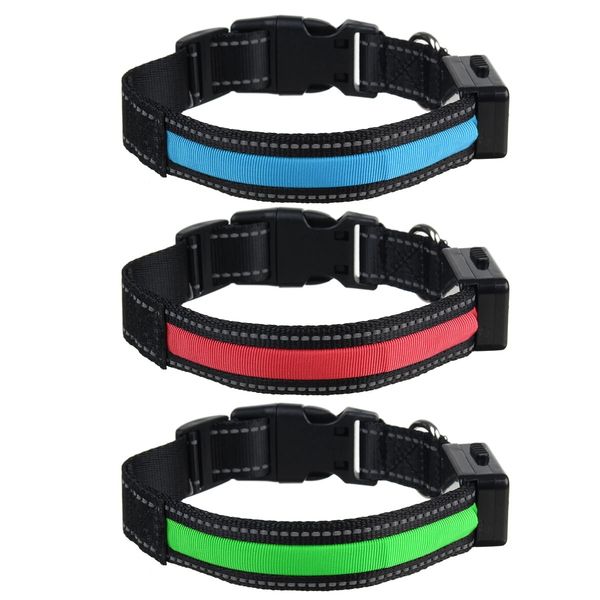 

led dog collar anti-lost solar 2 modes luminous pet warning safety night light ring - red s