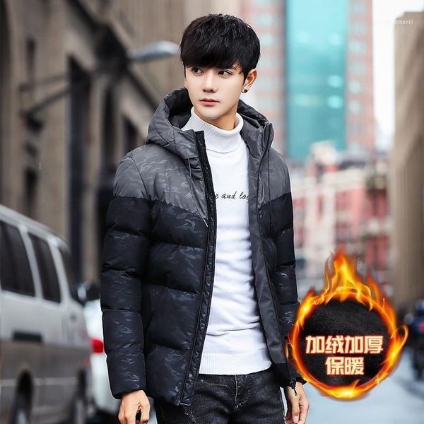 

men's winter jackets fashion streetwear thick hooded parka men camouflage coats padded mens male clothes m- 8xl1, Black