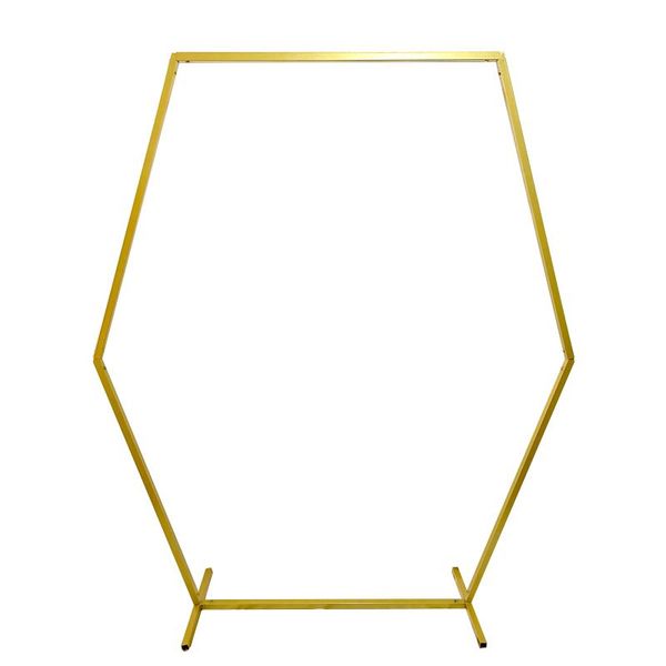 

party decoration large long squarish gold metal hexagonal arch geometric arbor for flower balloon decorating wedding backdrop