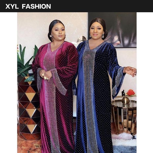 

ethnic clothing luxury african design dashiki dress velvet beading abaya hijab bandage maxi bazin vintage long sleeve robe gowns lady p, Red
