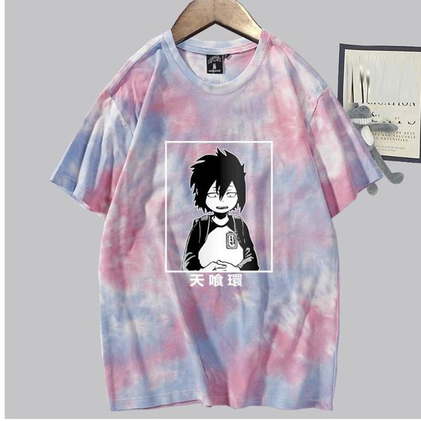 

men's t-shirts tamaki amajiki anime t-shirt my hero academia cosplay men women tie-dyed loose oversized casual streetwear mha tee 2021, White;black