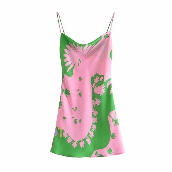 

casual dresses 2021 summer dress women printed short sling chic lady fashion sundress, Black;gray