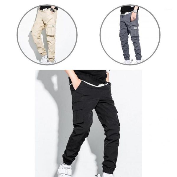 

men's pants thermal terrific casual cargo loose men elastic waist for home, Black
