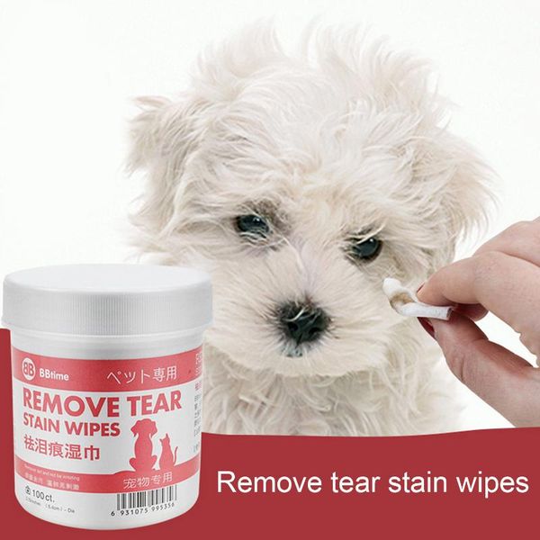 

100pcs pet eye wet wipes dog cleaning pads facial tear stain remover for cat puppy teeth eyes ears grooming towels travel & outdoors