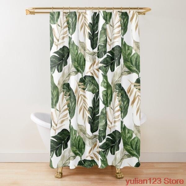 

palm tree printing shower curtain bearoom modern natural plant polyester bathroom curtains