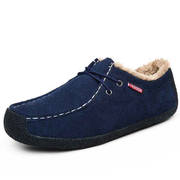 

boots fashion men cotton shoes warm winter lace-up flat loafers casual outdoor plus velvet short size 51 1vnw, Black