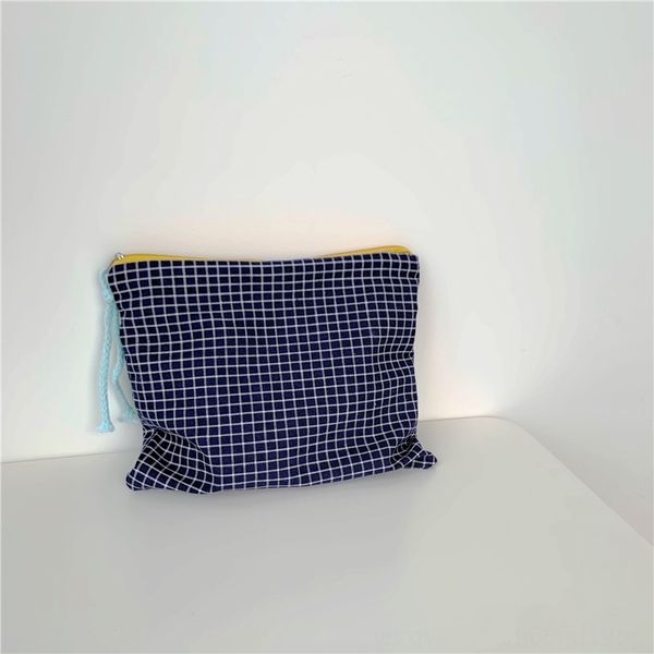

xbbq checkered cosmetic cosmetic bags japanese and korean simple storage file contrast color cotton checkered storage pen bag