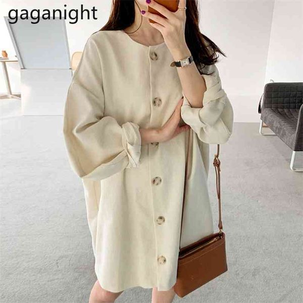 

sweet women single breasted midi dress long sleeve solid loose straight dresses korean autumn vestidos drop 210601, Black;gray