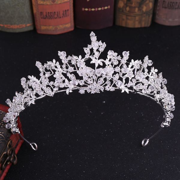 

2021 new vintage baroque bridal tiaras accessories prom headwear stunning sheer crystals wedding tiaras and crowns 1915, Slivery;golden