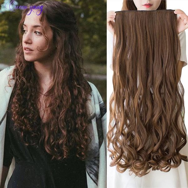 

80 70 50 100cm 60 long curl high temperature silk bb clip wig one piece of traceless hairpiece, Black;brown