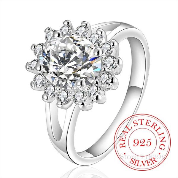 

cluster rings 925 sterling silver jewelry vintage + zircon crystal couple's wedding for women men fashion anel de prata bijoux, Golden;silver
