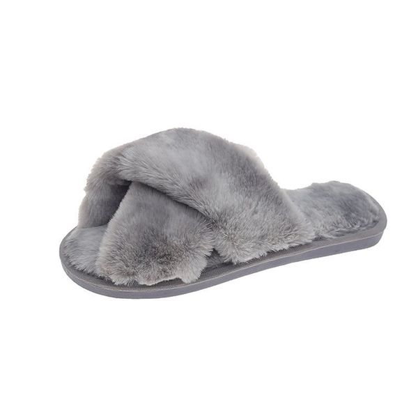 

fashion lady warm soft fuzzy faux fur slides winter indoor fluffy plush women faux fur slippers, Black