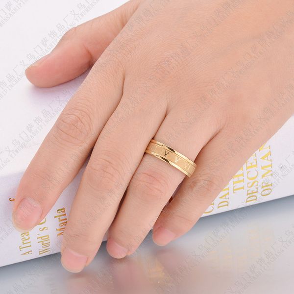 

vintage roman numerals temperament fashion 6mm width stainless steel rings for men jewelry gift 823 t2, Silver
