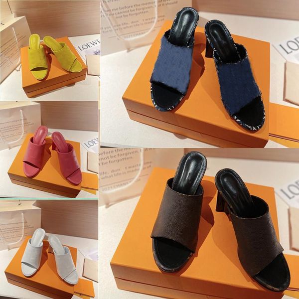 

classic plum blossom womens sandals designer high heels slippers slide candy color jelly shoes goat sheepskin leather retro fashion sandal, Black