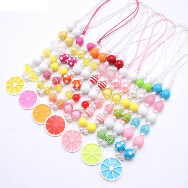 

girls necklaces pendants jewelry kids accessories children beads fruits fashion b7943, Red;brown