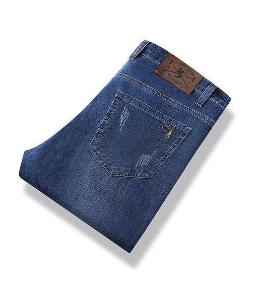 

men's jeans four seasons straight feet pants trousers loose summer clothes., Blue