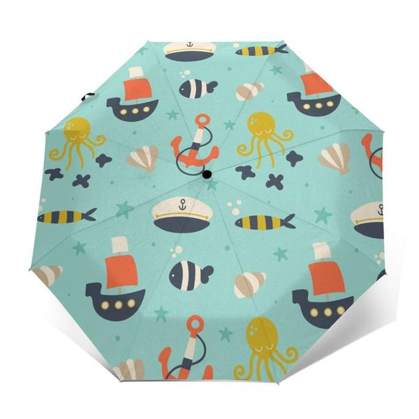 

umbrellas automatic umbrella lovely sailor pattern three-fold women men rain