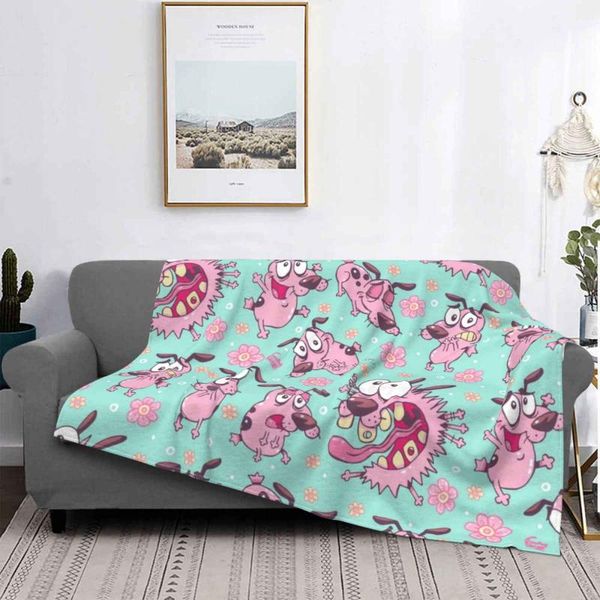 

blankets emote air conditioning blanket soft warm light thin couragethecowardlydog courage cowardly dog cartoon pattern pink