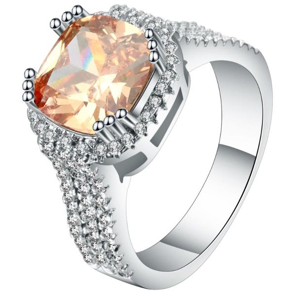 

wedding rings valentine's day gift womens silver color promises ring champagne large colored finger for women luxury jewelry, Slivery;golden
