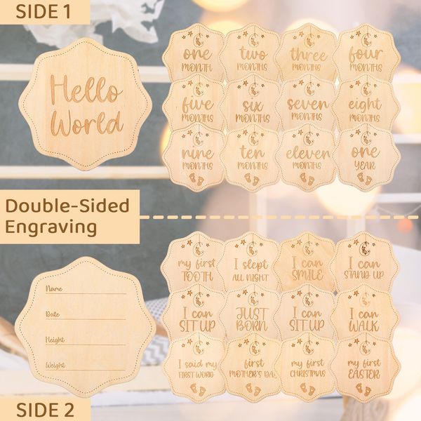 

party supplies wooden baby milestone cards multifunctional wood pieces double sided blocks for announcements