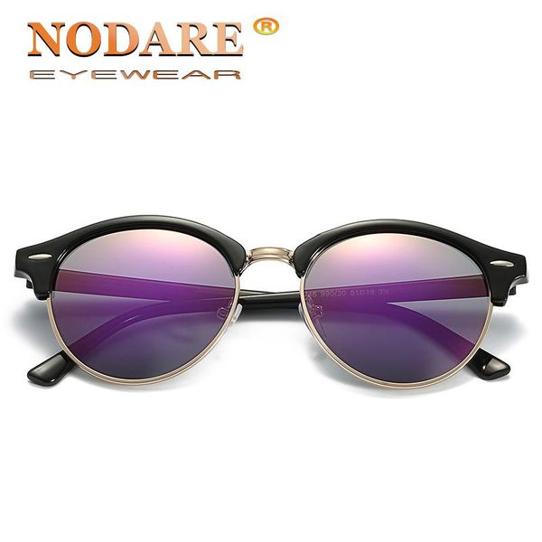 

sunglasses vintage round rivet women brand designer eyewear uv400 semi-rimless female retro sun glasses elegant, White;black
