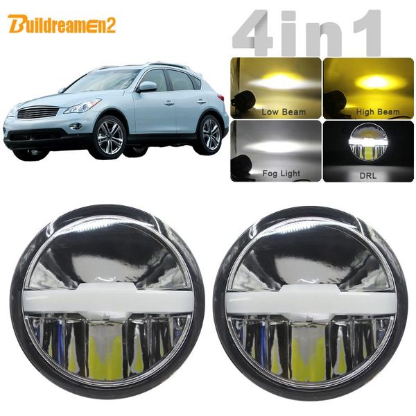 

other lighting system 4in1 car led bulb fog light headlight high low beam drl + harness wire 12v three color for infiniti ex ex25 ex35 ex37
