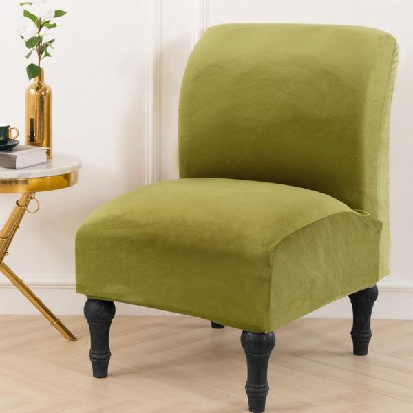 

velvet armless chair cover slipper dining seat slipcover spandex removable el covers