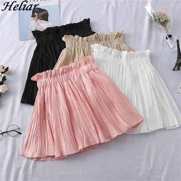 

heliar women sparkles pleated skirts elastic waist night club dance shining mini for spring 210619, Black