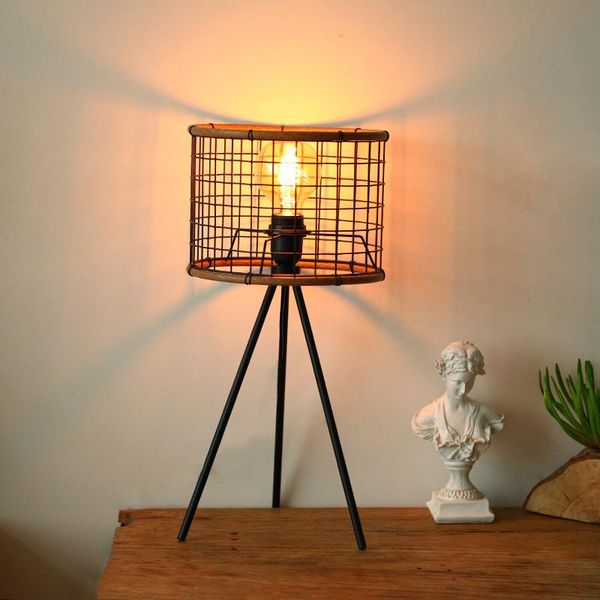 

table lamps industrial style lamp wooden base metal el club resturant bar home decor lighting retro desk bedside e27