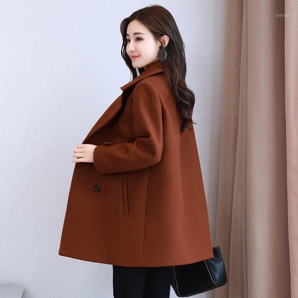 

women's wool & blends korean version loose and thin a-line non double faced woolen coat for women, Black