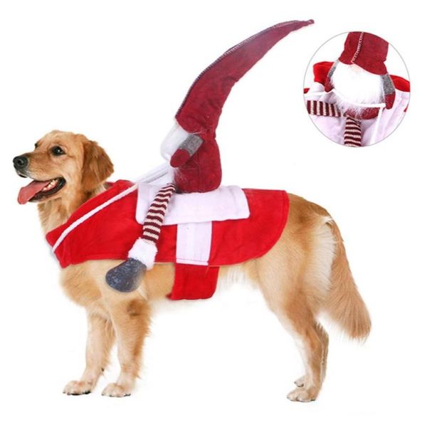 

pet christmas clothing santa riding jacket coat festival dog cosplay apparel costumes for small medium big dogs pets accessories cat