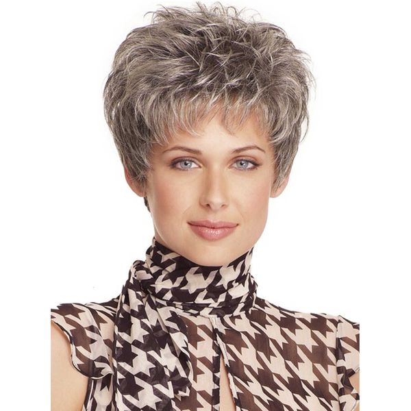 

women's fashion wig qi bangs mixed color short hair set, Black