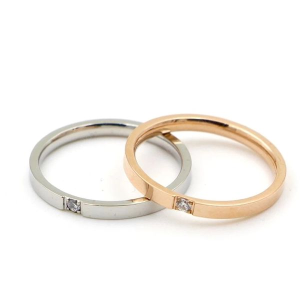 

fashion stainless steel temperament engagement bands for couples anti allergy women mens ring lovers rose gold gift jewelry, Silver
