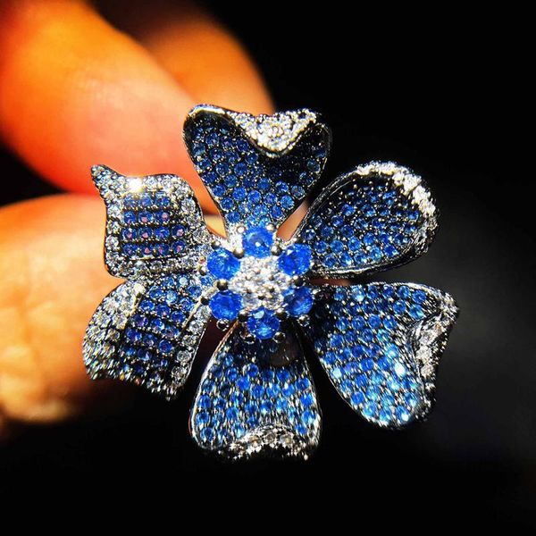 

wedding rings europe america luxury charm flower vintage jewelry adjustable opening women's party anniversary accessories gifts, Slivery;golden