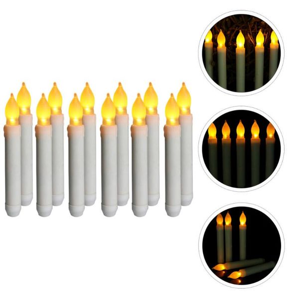 

12pcs long taper candle lights led electronic glowing lamps ornament candles